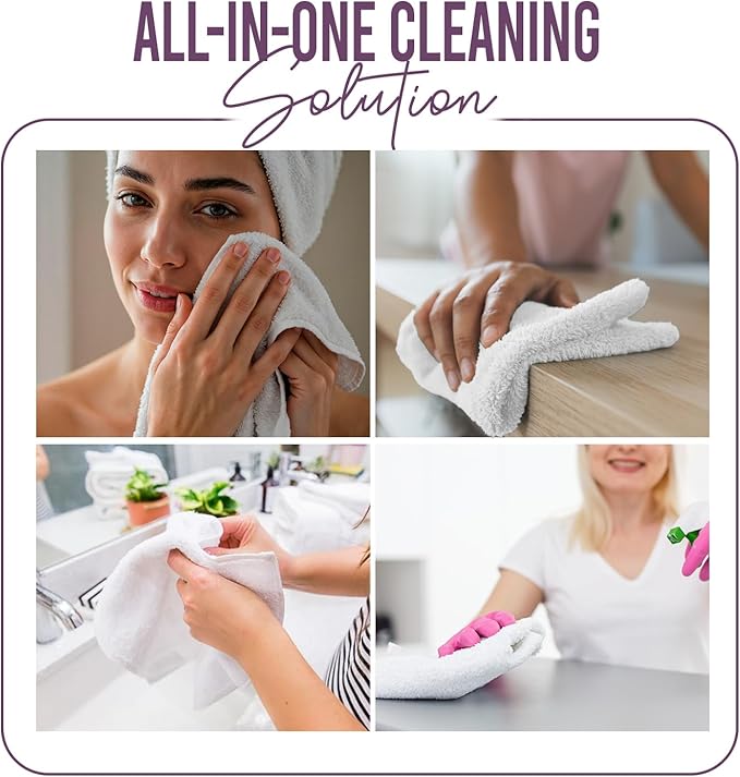 DAN RIVER 100% Cotton Wash Cloths 24 Pack [12x12] Soft & Absorbent Body wash Cloths, Gym, Hotels & Spa Perfect for Everyday Use Fingertip Towels, Purple Passion