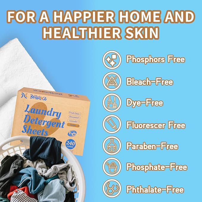 Laundry Detergent Sheets - 240 Loads Boys Santal Laundry Sheets for Dorm,College,Home,Hotel,Apartment,Camping,Cruise,Road Trip,Beach Vacation,Backpack,Small Space, Family School Travel Essentials