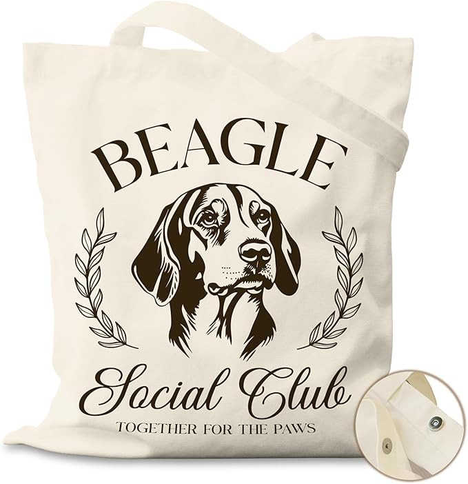 Dog Social Club Canvas Tote Bag, Travel & Daily Use, 16x14 Inch