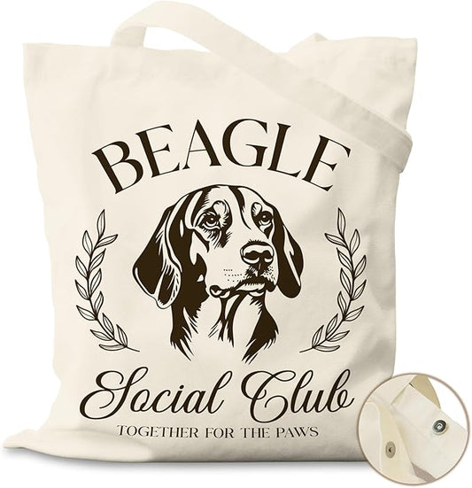 Dog Social Club Canvas Tote Bag, Travel & Daily Use, 16x14 Inch