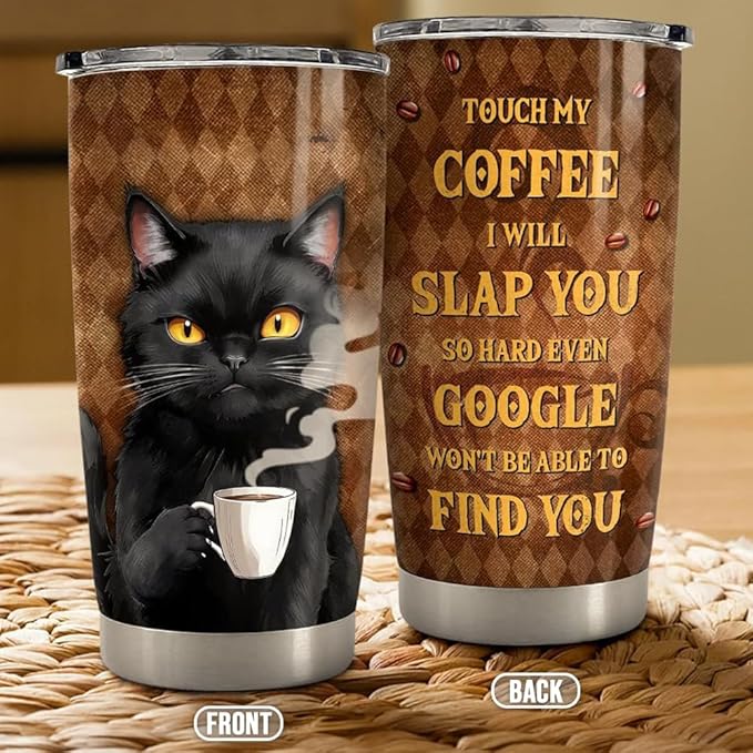 Black Cat Tumbler 20oz Stainless Steel Insulated Coffee Travel Mug Cup for Men Women on Birthday Christmas