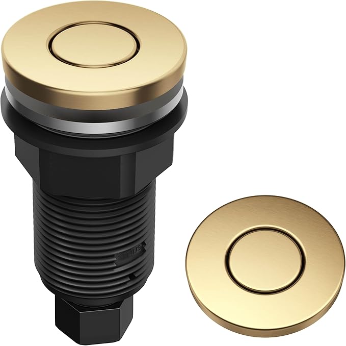 KRAUS Flat-Top Garbage Disposal Air Switch Button in Brushed Brass, KWDB-20BB
