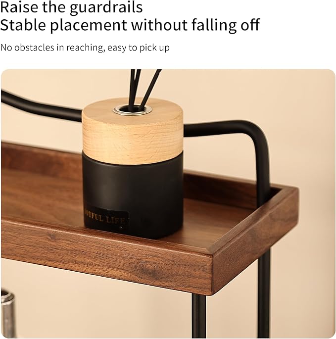 2-Tier Bathroom Counter Organizer,Wood Countertop Organizer for Storage,Makeup Organizer Cosmetics Storage Display Rack,Counter Shelf for Bathroom Organization(Wood & Black)