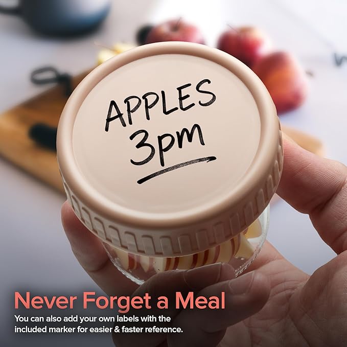 Stock Your Home Glass Bariatric Portion Control Containers (6 Pack), 4 oz Mini Food Storage Jars with Leakproof Lids, Color Coded Meal Prep Containers for Bariatric Meals, Snacks and Baby Food