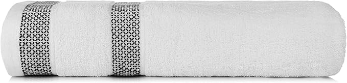 CASA COPENHAGEN Solitaire Mix 6 Pieces Towel Set- White + Grey Violet, 600 GSM 2Bath Towel 2Hand Towel 2Washcloth, Designed in Denmark Made of Soft Egyptian Cotton for Bathroom, Kitchen & Shower