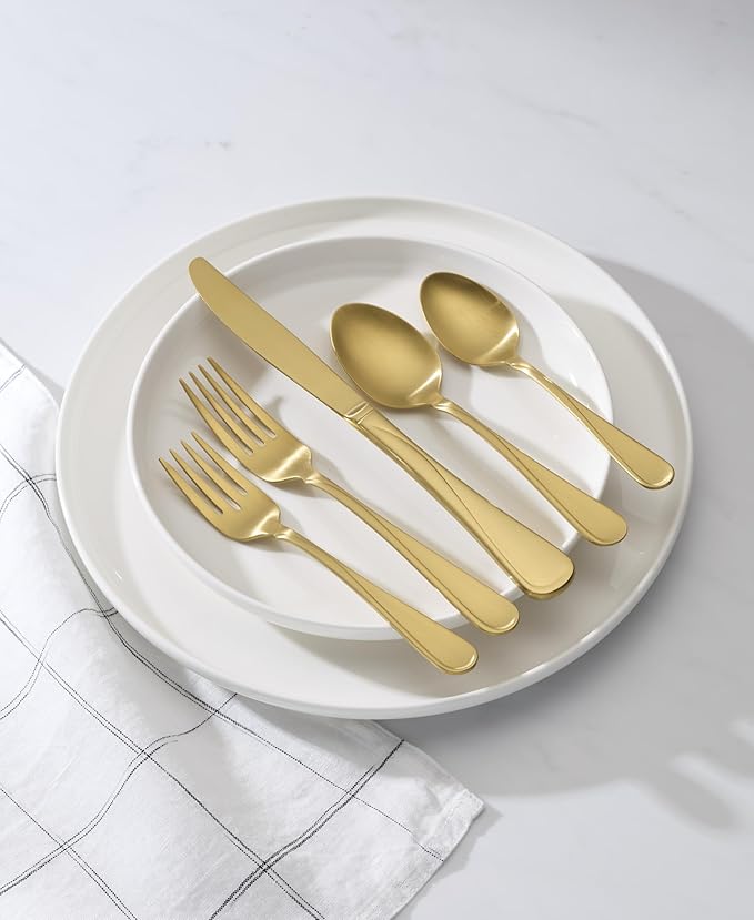 Oneida 899220 Flight Gold Satin 20-Piece Flatware Set, Service For 4