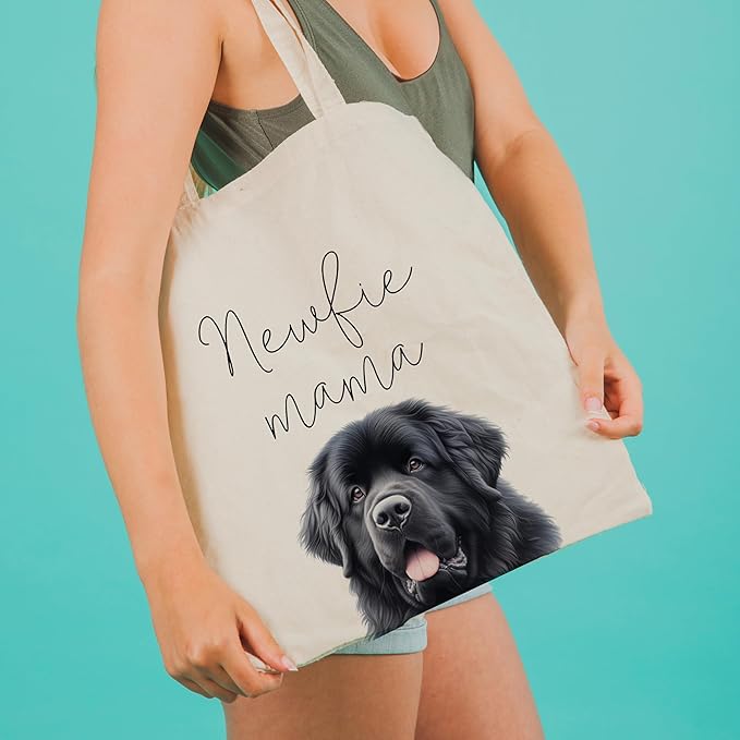 Dog Mama Tote Bag – Cute Dog Lover Canvas Bag, Reusable Shopping Shoulder Bag for Women, Pet Mom Gift,