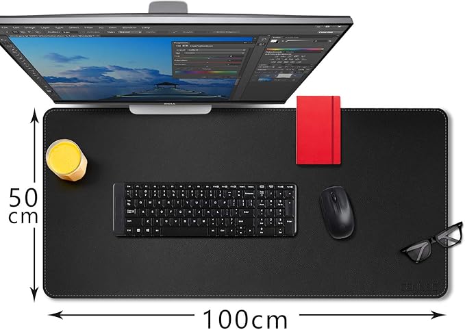 CENNBIE Leather Desk Mat Pad Blotter Protector, Extra Large Desk pad, Laptop Keyboard Mouse Pad 39.3" x 19.6"(Black)