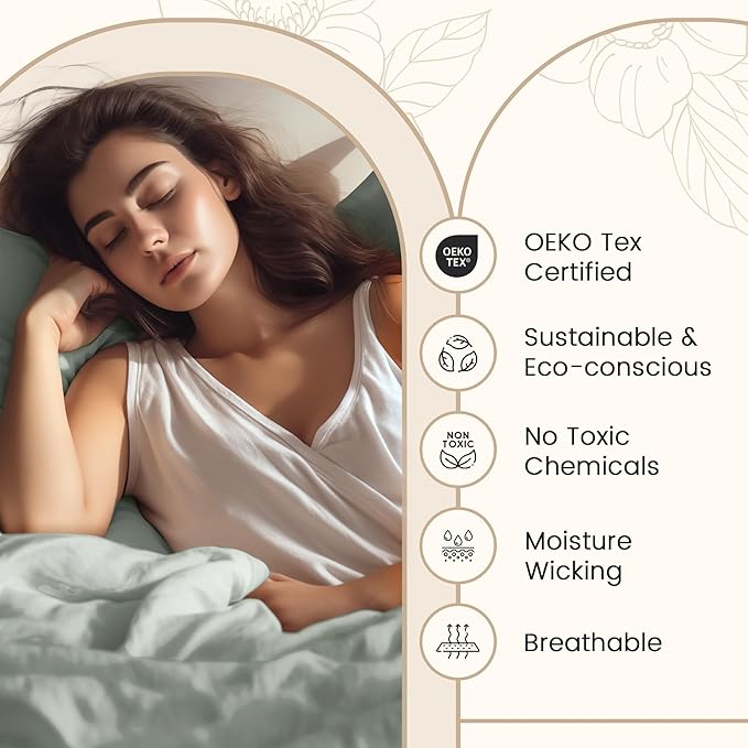 Deep Pocket Queen Sheets Set, Egyptian Cotton Sheets Queen Size Bed Set with Elasticated Fitted Sheet & Pillowcase Sets, Soft & Comfy 800 TC Sateen, No Pill & Shrink Luxury Bedding, Sage Green Sheet