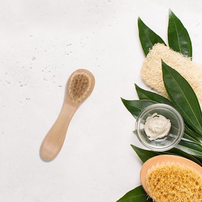 STOBAZA Multi-Function Wooden Shower Body Brush with Exfoliating Bristles for Deep Skin Cleansing Long Handle for Reach Areas Portable Dry Skin Brush for Face and Body Massage and