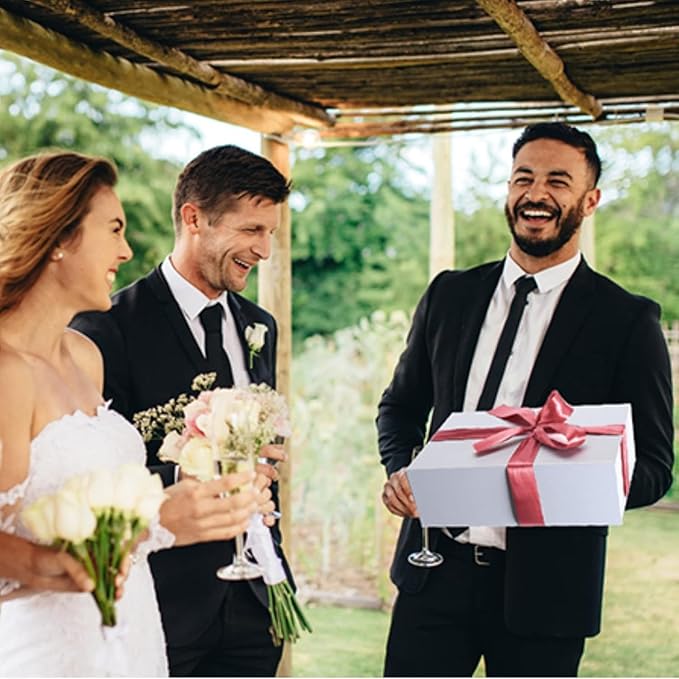 12x8x4 Inches Gift Box with Magnetic Closure Lid, White Magnetic Box for Wedding, Groomsmen Bridesmaid Proposal, Birthdays, Mother's Day, 1 Pack