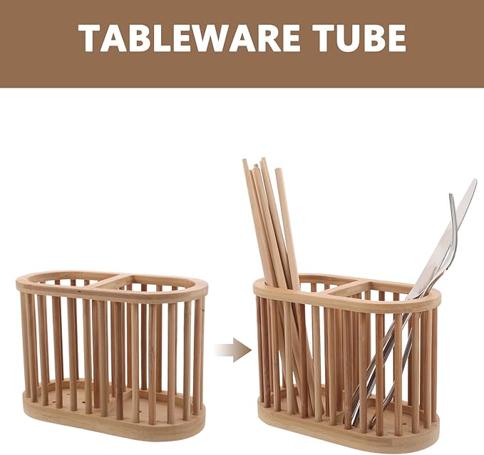 NUOBESTY Utensil Holder For Countertop: Wooden Crock For Kitchen Tools And Cooking - Dish Drying Rack Countertop Organizer - Kitchen Drainage Basket