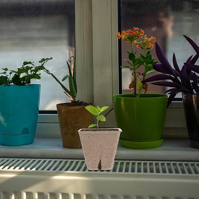 40pcs Biodegradable Pulp Planting Flower Pots Germination Starter Cups with Labels for Seedling Growth Breathable Containers for Garden Nursery