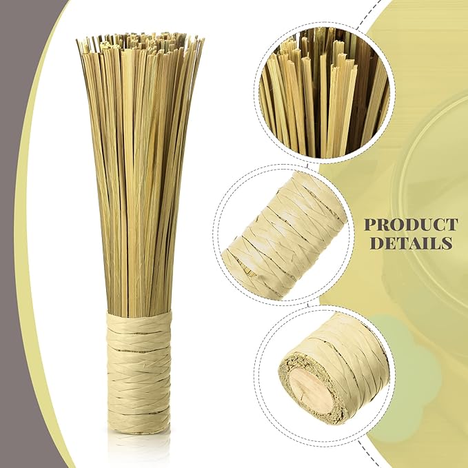 4 Pcs 12 Inches Bamboo Wok Brush Bamboo Kitchen Cleaning Brush Pot Scraper Scrubber Dish Pan for Cooking Skillet Grill Utensils Scrubbing