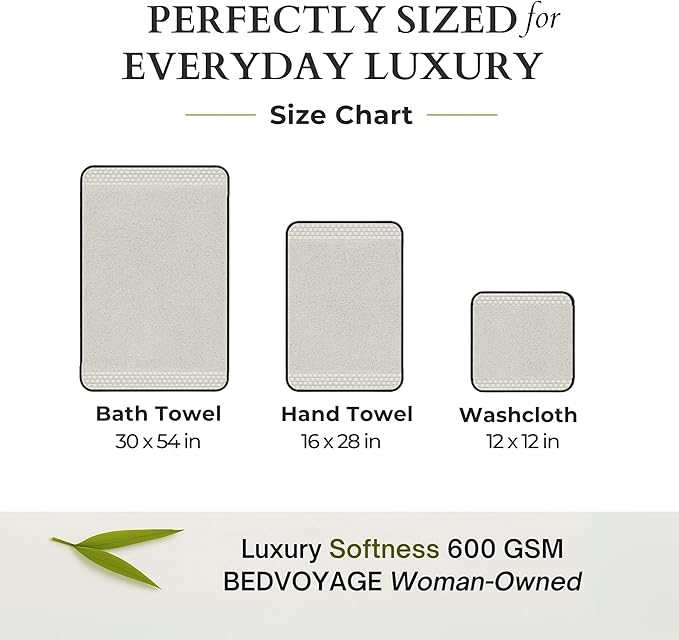 BedVoyage Luxury Bath Towel - Ultra Soft Plush Bathroom Towel - Highly Absorbent Viscose from Bamboo Bath Towels Ultra Soft - Spa Towels for Body - Stone