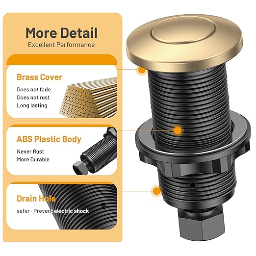 Garbage Disposal Air Switch Kit - UL Listed, Professional Sink Top On/Off Button, Champagne Bronze Finish, Compatible with Delta Faucet, Universal Fit for All Garbage Disposals