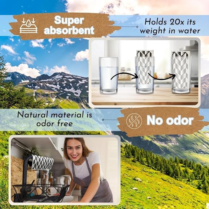 Swedish Dishcloths for Kitchen - Ecofriendly Reusable Paper Towels, Biodegradable Dish Cloths - Cellulose Sponge Dish Cloths for Washing Dishes - 8 Pack (Black & White)