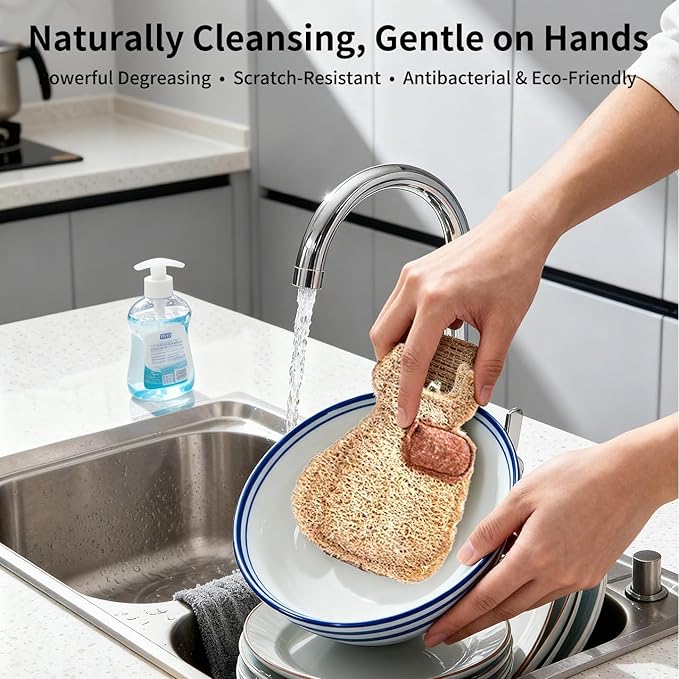 Chinese Zodiac Loofah Sponge - Biodegradable Eco-Friendly Gift, Kitchen Dishwashing Tool for Eco-Conscious Homes, 12 Animal Signs Cultural Present (Gift Box Set)