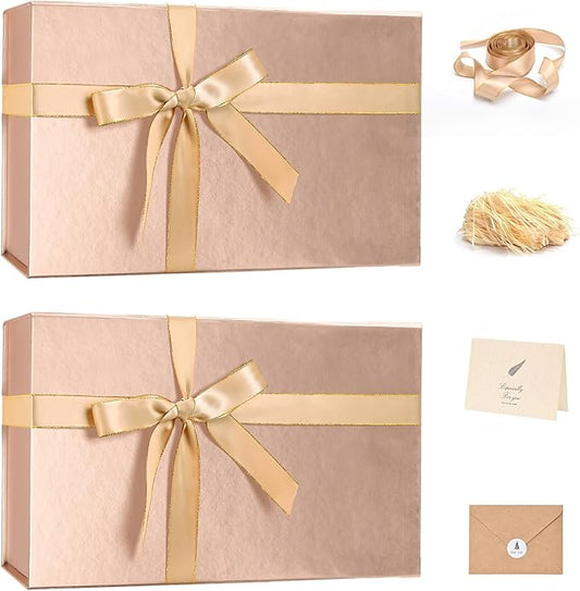 LIFELUM Magnetic Gift Box 14"x8.5"x4.5" Valentines Gift Boxes with Lids for Presents for Anniversary Wedding Proposal Birthday Gift boxes with Ribbon Shredded Filler Card