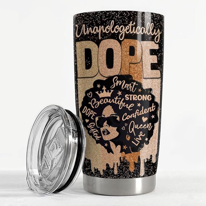 SANDJEST Inspirational Gifts for Women Black Woman Inspiration Tumbler 20oz Stainless Steel Insulated Coffee Travel Mug Cup Motivational Gift for Women Birthday Christmas