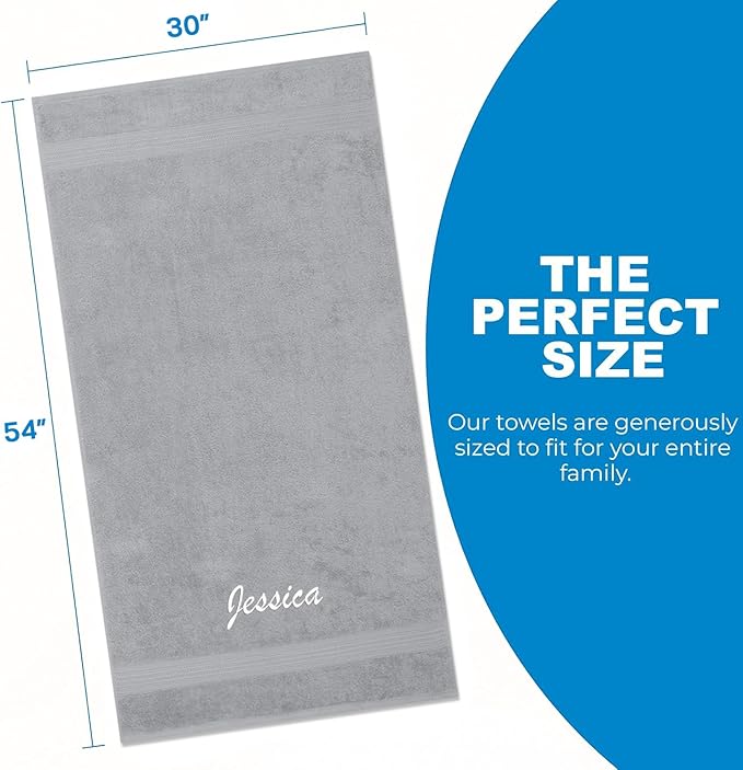 Kaufman - Personalized Velour Beach and Pool Towel 100% Cotton 30in X 60in Solid Color Bath Towel Embroidered (Dove Grey)