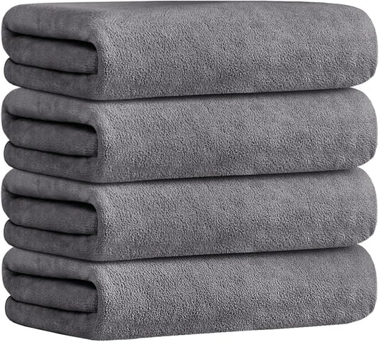 JML Bath Towels Set 4 Pack (30" x 60") - Large, Soft, Absorbent, Quick Dry Microfiber Towel for Hair Wrap, Fitness, Sports, Yoga, Swim, Pool