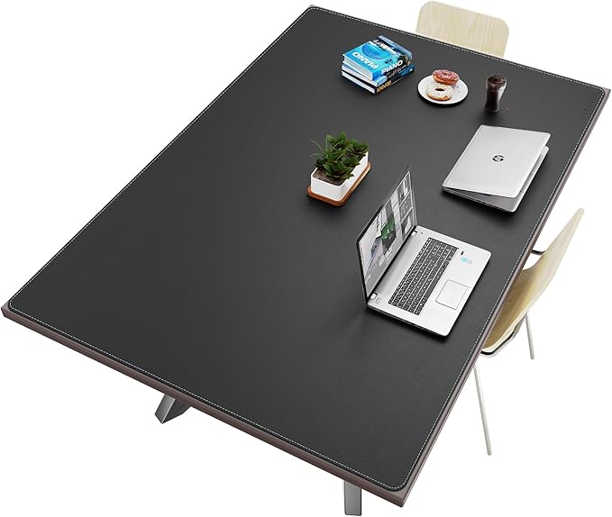 CENNBIE HUGE180 70.8" x 47" Black Leather Desk Mat for Conference Table, Dining Table, Work Table, Banquet Tables, Library Table