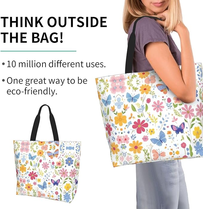 Tote Bag Shoulder Bags for Women Grocery Shopping Bag Reusable Bags Boho-Red Paisley 1