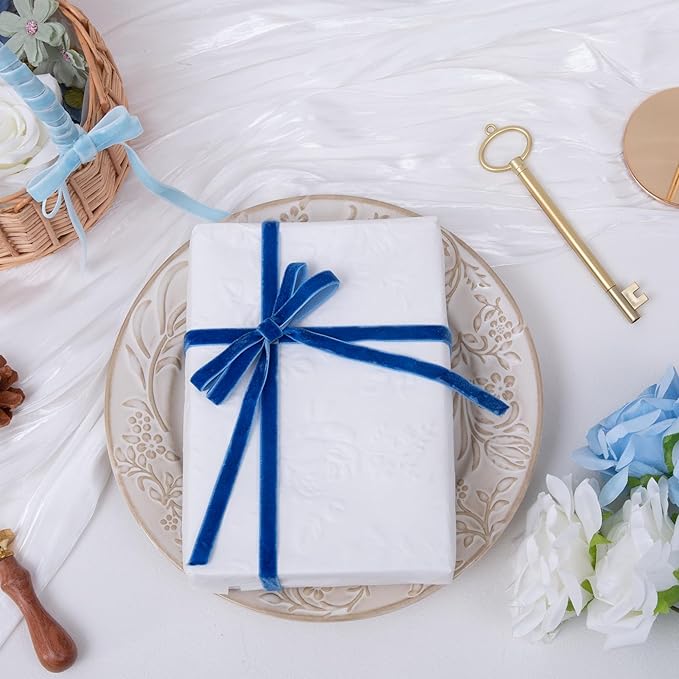 Vintage Sapphire Blue Velvet Ribbon, 3/8 Inch X 25Yd