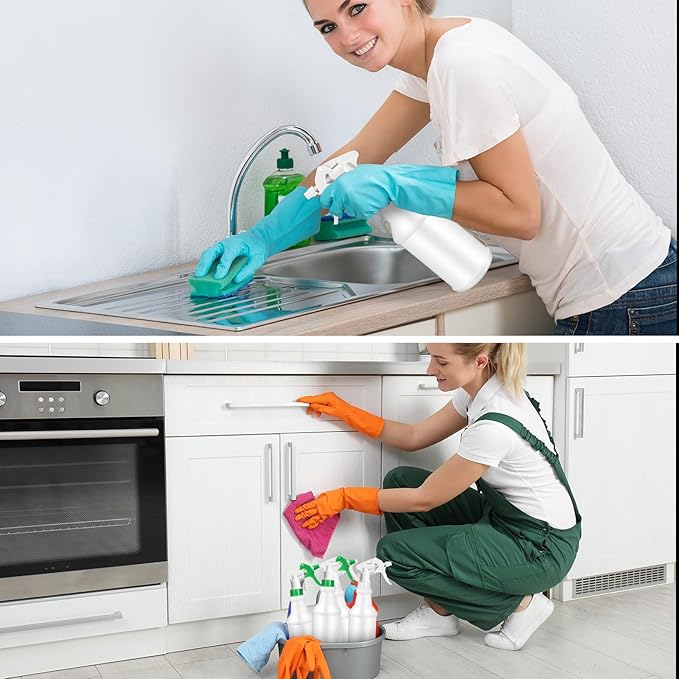 Eccliy 12 Pcs 16 Oz Plastic Spray Bottle, Adjustable Empty Reusable Sprayer for Cleaning, Planting, Water, Bathroom and Kitchen, BBQ, Commercial and Residential(Green, White,Original)