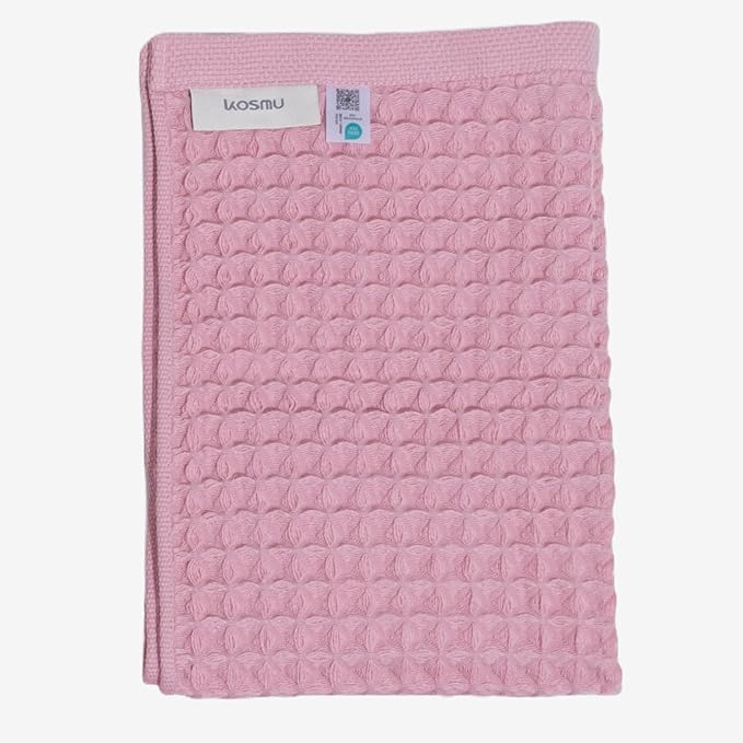 Luxury Japanese Cotton Waffle Bath Towel | Plush, Absorbent, and Quick Dry (Sakura Pink, Hand Towel, 32" x 16")