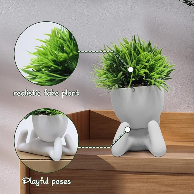 Zerzsy Faux Succulents in Cement Pots Potted Mini Fake Plants for Desk Decoration,Kitchen Shelf Decor, Office Decor for Women, Bathroom Shelf PlantDecor -Set of 1