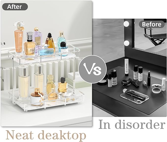 Bathroom Organizer Countertop Perfume Organizer Makeup Organizer Cosmetics Storage Display Rack Vanity Tray Dresser Stainless Steel Gold Shelf White Marble Ceramic Tray