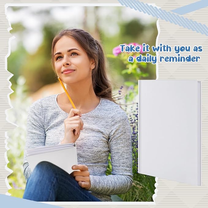 Henoyso 16 Pcs A5 Blank Notebooks Journals Bulk 100 Sheets/200 Pages Unlined Craft Notebooks Kraft Sketchbooks Hardcover for Writing Drawing for Gifts Students School Office, 8.3 x 5.7 in (White)