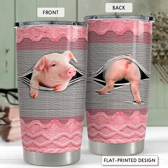 SANDJEST Pig Tumbler 20oz Stainless Steel Insulated Tumblers Coffee Travel Mug Cup Funny Pig Gifts for Women Girls Gift for Birthday Christmas