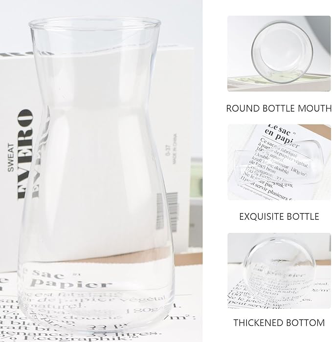 DARENYI Clear Glass Vase for Centerpieces, Home Decor, 8 inch Tall Large Opening Glass Flower Vase for Bouquet, Shelf, Centerpiece, Living Room, Office, Wedding or Gifts