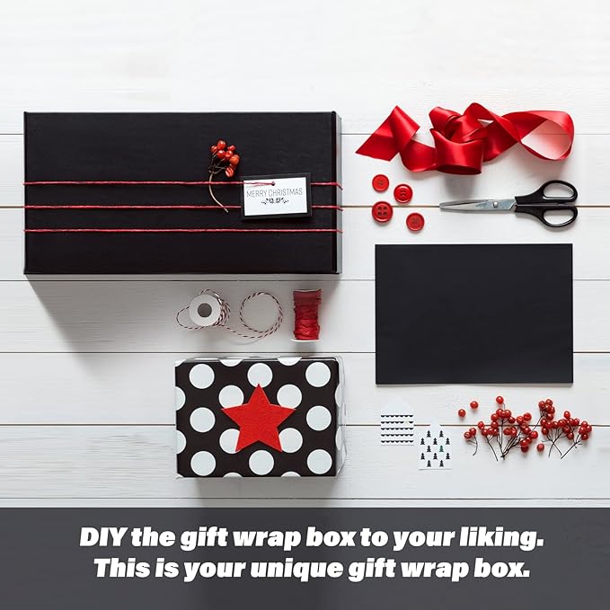 4 Pack 12x6x4 Inches Gift Boxes with Magnetic Closure Lids, Black Magnetic Box for Wedding, Groomsmen Bridesmaid Proposal, Birthdays, Mother's Day