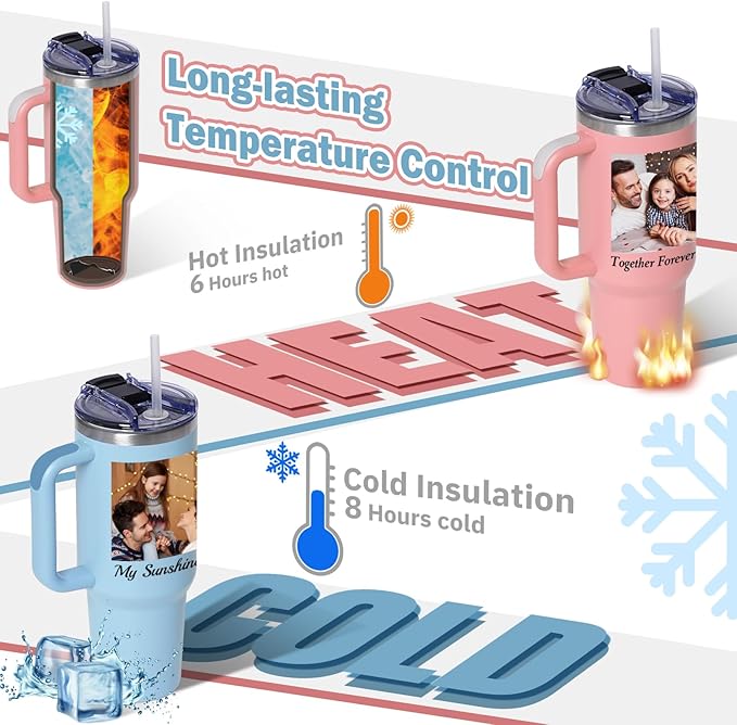 Personalized Tumbler with Pictures Text Name, Custom Double Wall Insulated Tumbler, Personalized Gifts for Women Men Friend, Christmas Gifts, 20oz Coffee Tumbler w/Lid (40 photo)