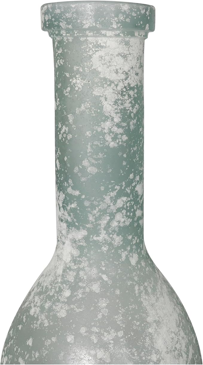 Deco 79 Recycled Glass Handmade Decorative Vase Frosted Spanish Bottle Centerpiece Vase, Flower Vase for Home Decoration 7" x 7" x 29", Clear