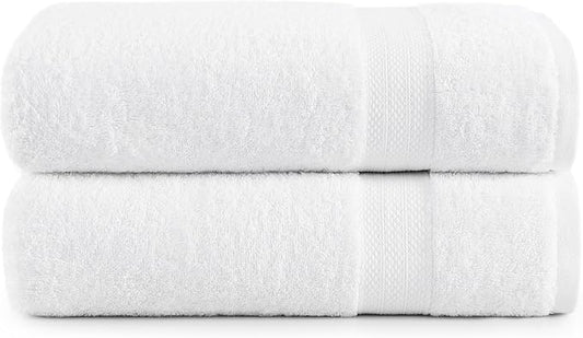 LANE LINEN 100% Cotton 2 Pack Bath Sheets (35"x66") - Ring Spun Cotton - Extra Large Bath Towels Set - Quick Drying, Soft & Absorbent Oversized Bathroom Towel Sets - Hotel Quality - White Towels