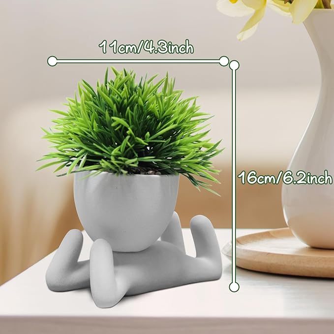 Zerzsy Faux Succulents in Cement Pots Potted Mini Fake Plants for Desk Decoration,Kitchen Shelf Decor, Office Decor for Women, Bathroom Shelf PlantDecor -Set of 1