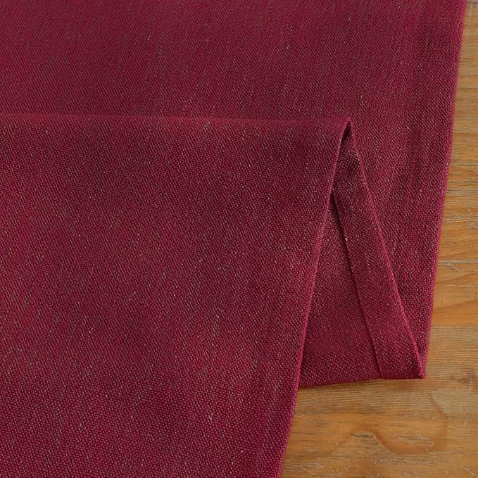 Wracra Linen Style Table Runner, Rustic Farmhouse Christmas Red Table Runners 90 Inches Long, Handcrafted Table Runner for Fall, Winter - Everyday Use and Machine Washable