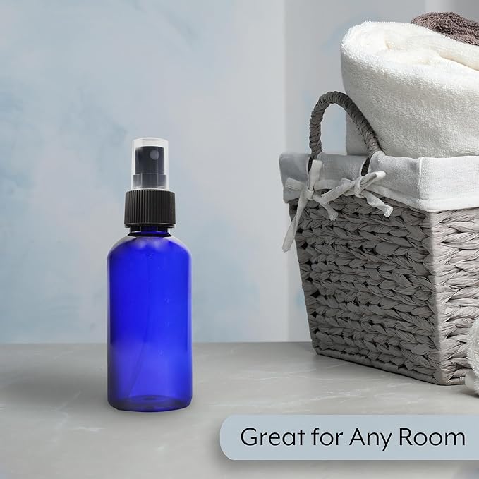 Cornucopia Brands 4oz Blue PLASTIC Fine Mist Spray Bottles (120-Pack); BPA-Free Plastic Spritzer Bottles, Labels Included; PET #1 Plastic Bottles