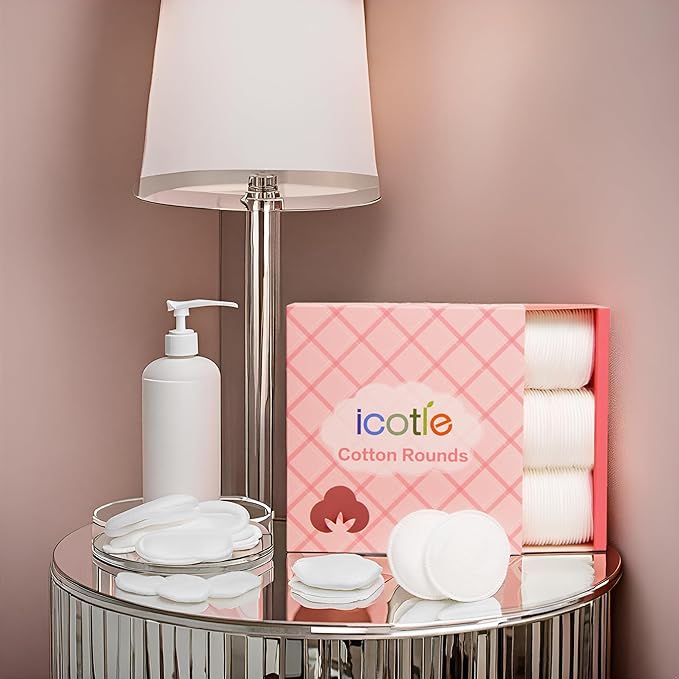 100% Pure Cotton Round Pads for Face (210), Lint-Free Makeup Remover Pads, Soft, Absorbent, Hypoallergenic, Multi-Layer Design for Cleansing, Skincare and Nail Polish Removal