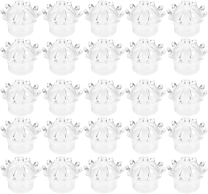 LUOZZY 48pcs Transparent Mini Crown Boxes for Party Favors Wedding Chocolate Treats Bridal Shower Birthday Gift Packaging