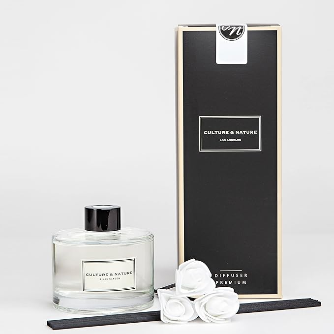 CULTURE & NATURE Reed Diffuser Set 6.7oz (200ml) Lilac Garden Scented Diffuser with Sticks Home Fragrance Reed Diffuser for Bathroom Shelf Decor