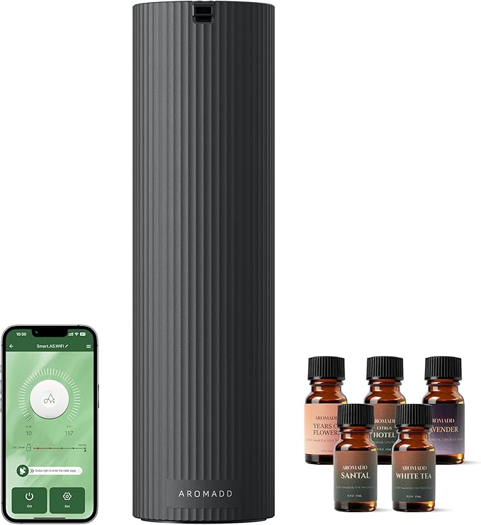 Scent Diffuser Starter Kit – Waterless Essential Oil Diffuser for Home, 1500 Sq.Ft Coverage Scent Air Machine, Smart Auto Mode Hotel Collection Diffuser with Cold Air Tech (Black)