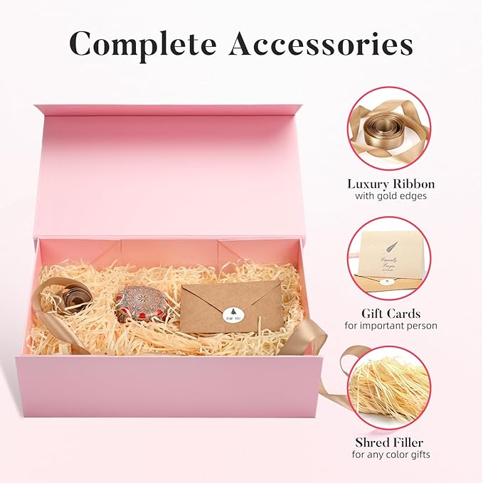 LIFELUM Large Gift Box 14"x8.5"x4.5" Christmas Gift Boxes for Presents for Anniversary Wedding Birthday,Gift boxes with Shredded Filler Card Ribbon