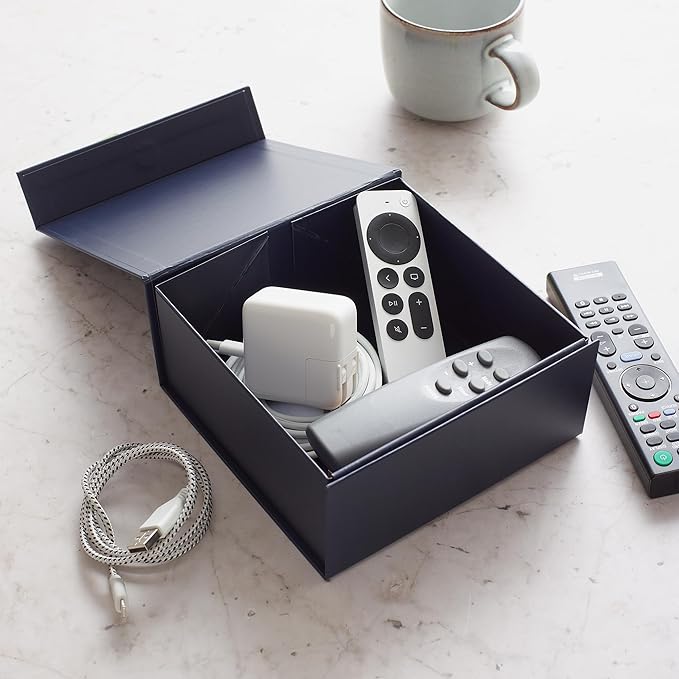 CECOBOX - Gift Boxes with Lids for Presents 6"x6"x2.75" - Matte, Collapsible Magnetic Closure Gift Box - Groomsmen & Bridesmaid Proposal Boxes, Wedding, PR, Birthdays, Holidays (Navy)