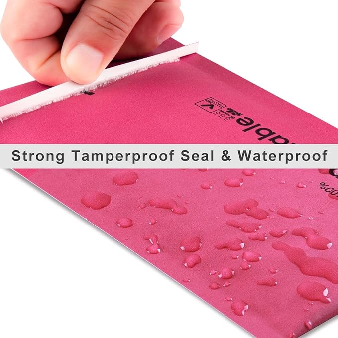 4x8 100% Biodegradable Bubble Mailers,25 Count Red #000 Compostable Padded Packaging Wrap Envelopes Pouches Eco Friendly Self Seal Bags